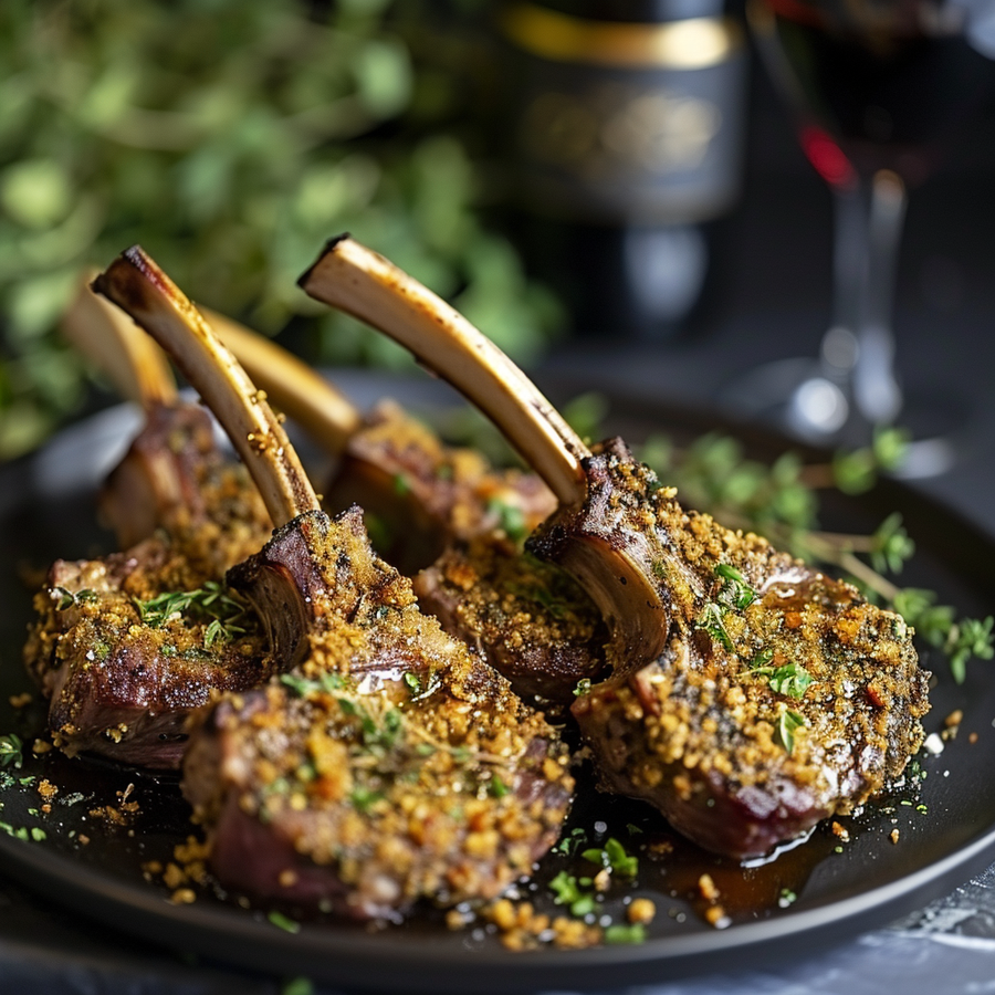 Lamb Chops, Mustard and Herb Crust