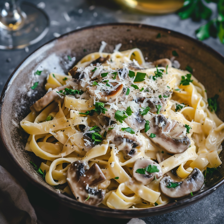 Mushroom Pasta with Creamy Mustard Sauce