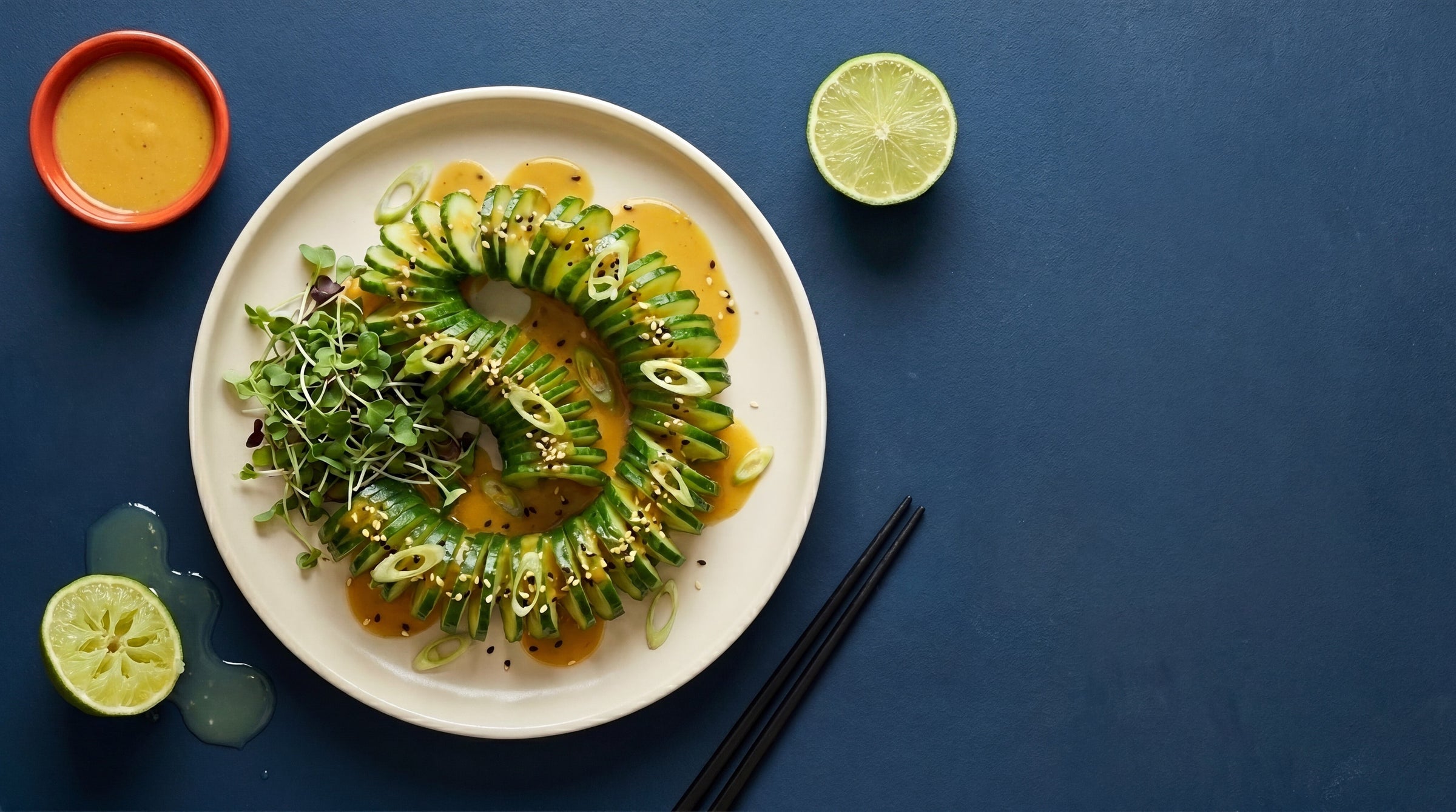 Spiral Cucumber with Hot Mustard Dressing